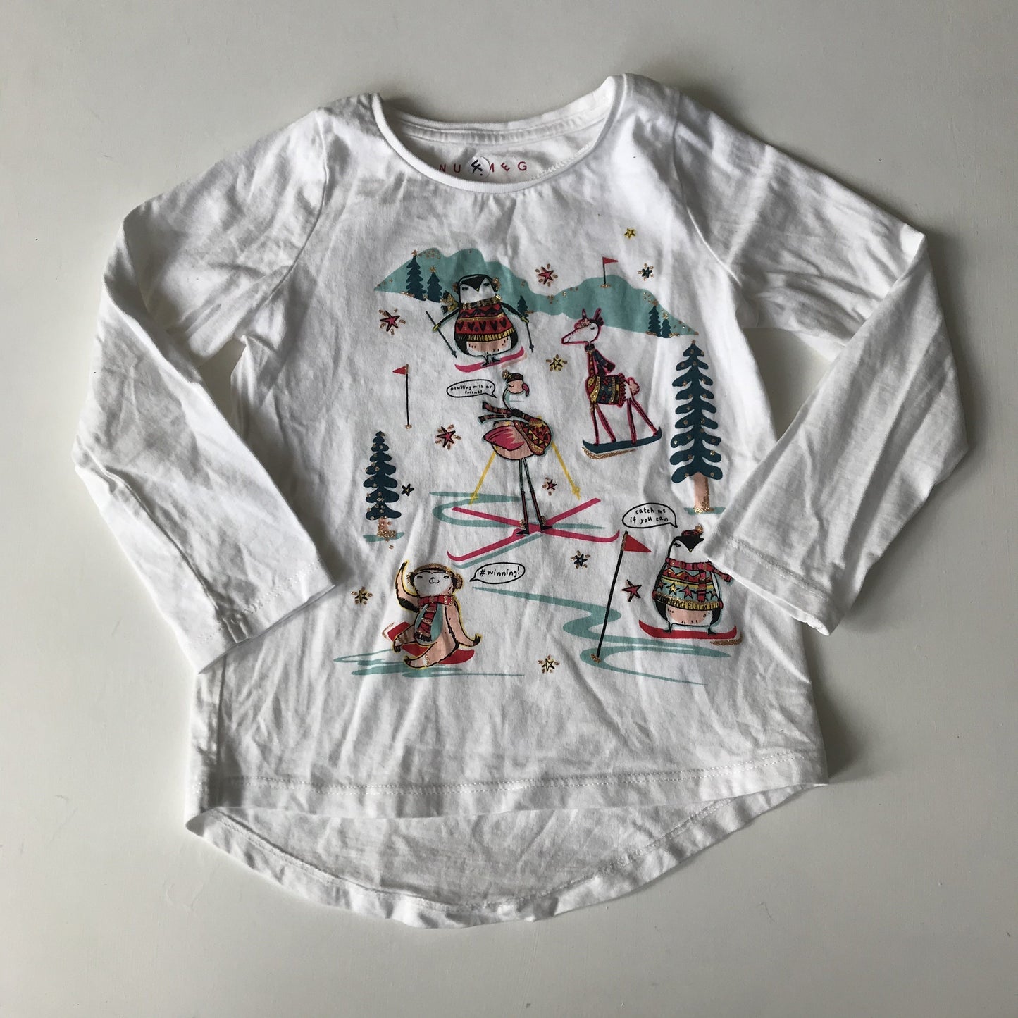 T-shirt - White Winter Theme - Age 4