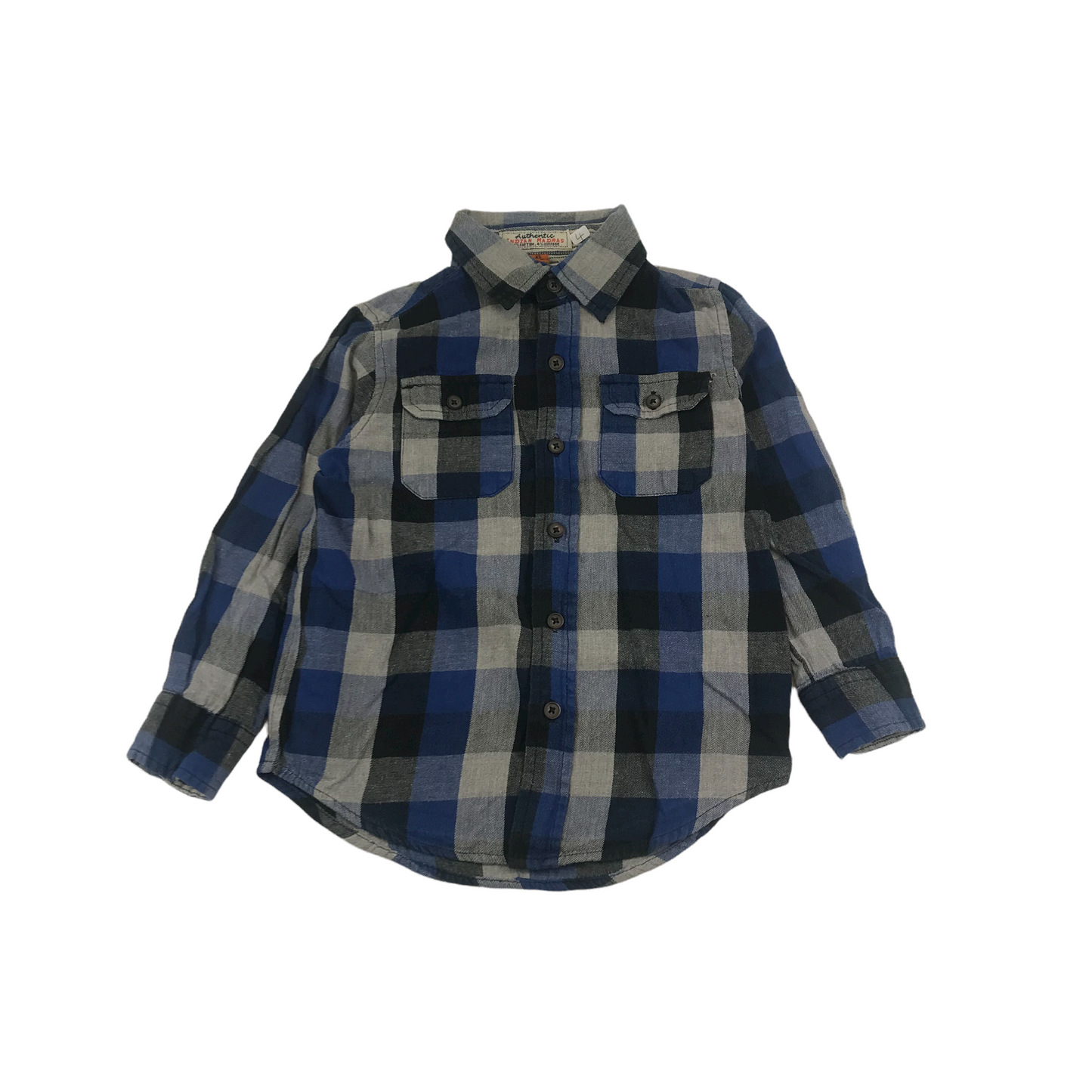 Sam and Ty Blue and Grey Checked Shirt Age 4
