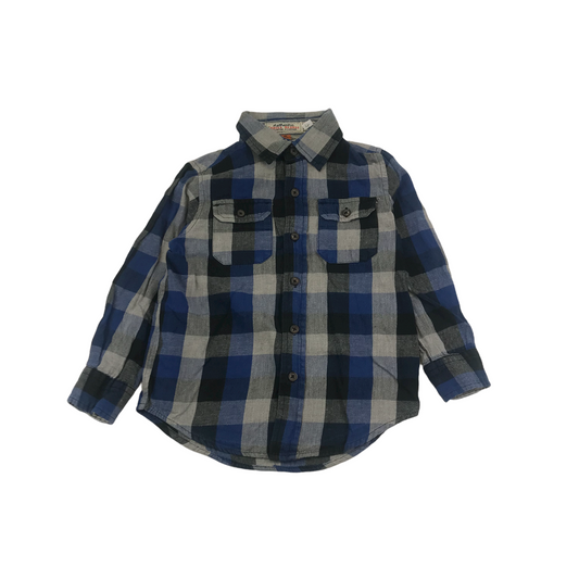Sam and Ty Blue and Grey Checked Shirt Age 4