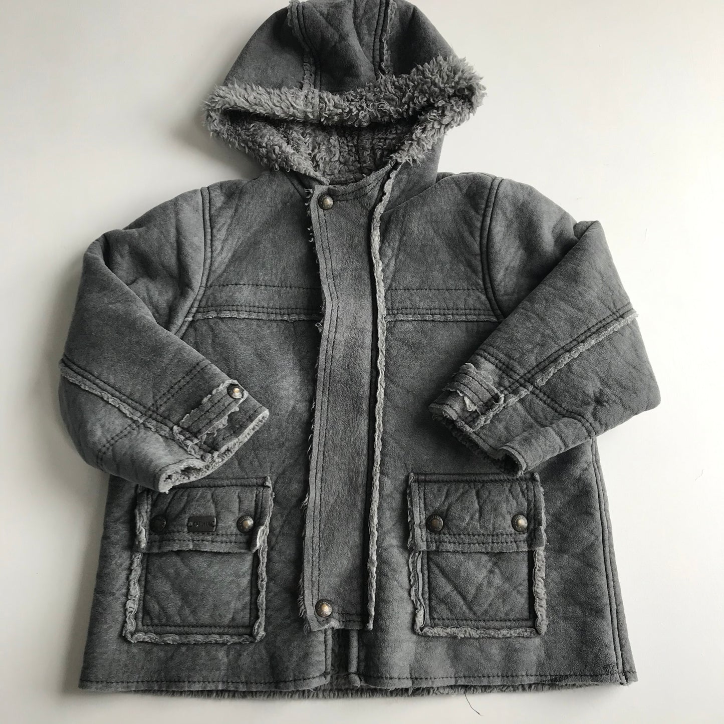 Catimini Grey Faux Suede Coat Age 4