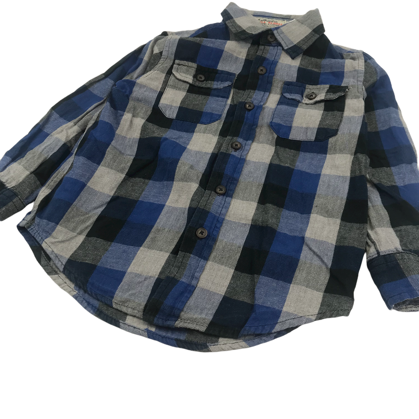 Sam and Ty Blue and Grey Checked Shirt Age 4