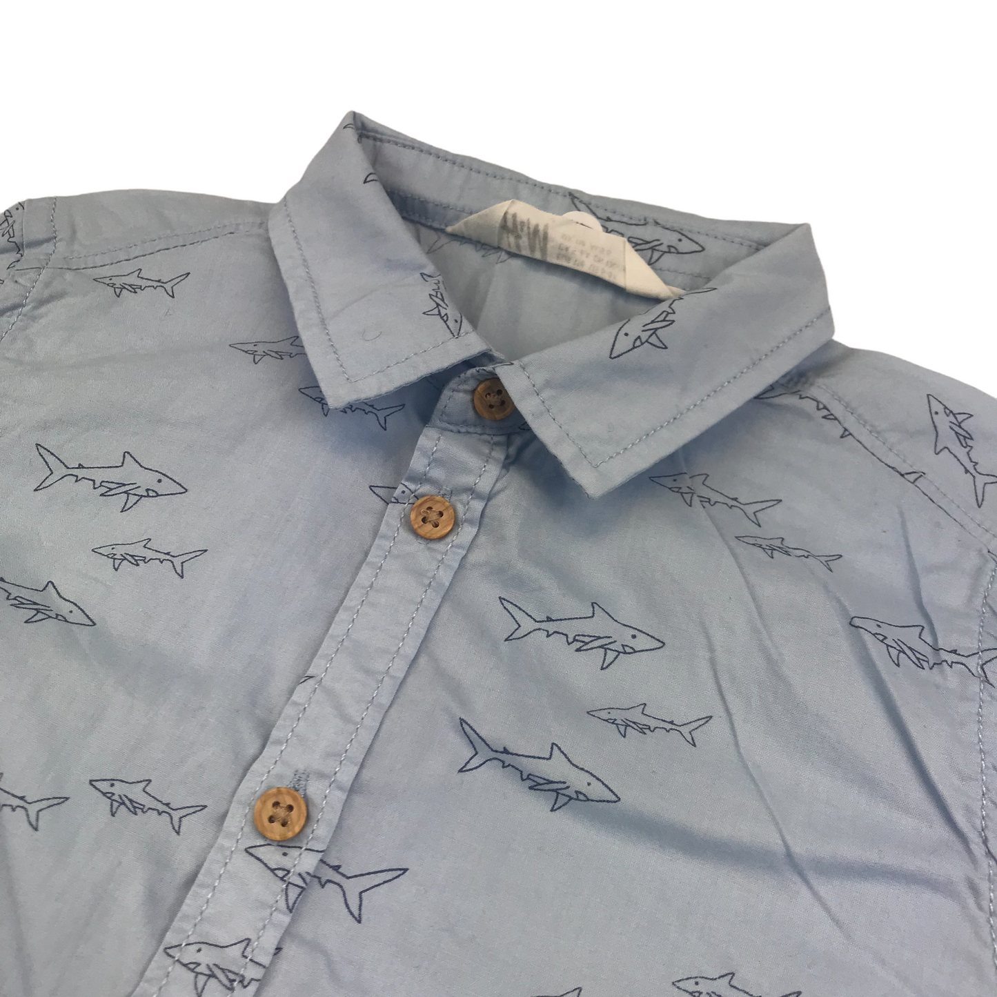 H&M Light Blue Shark Shirt Age 5