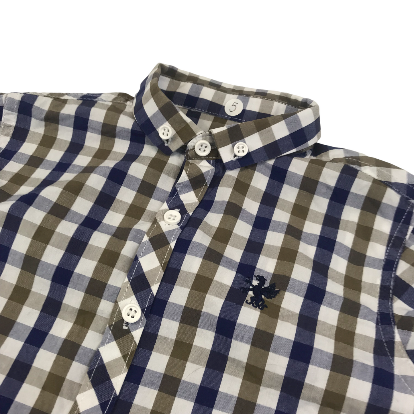 Next Navy and Brown Checked Shirt Age 5