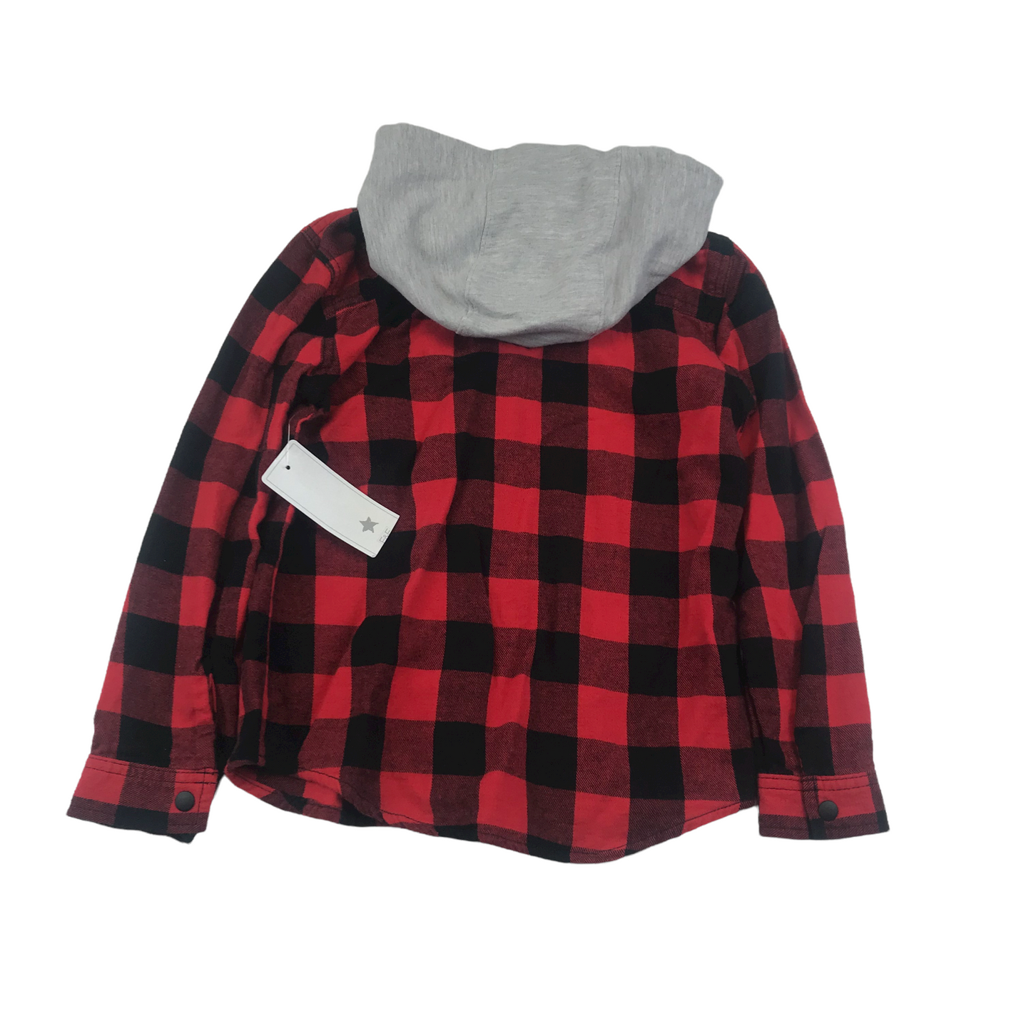 F&F Red and Black Checked Hooded Shirt Age 5