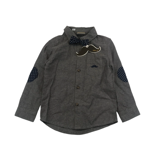 Little Gent Grey Moustache Shirt Age 5