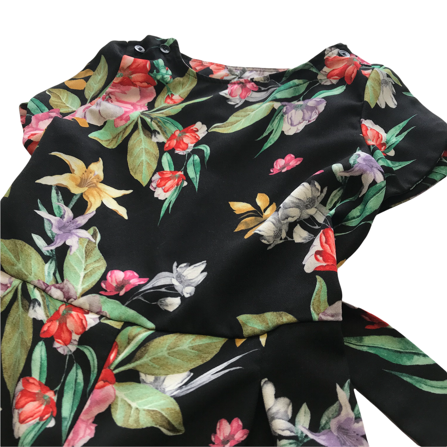 Black and Floral Flared Jumpsuit Age 6