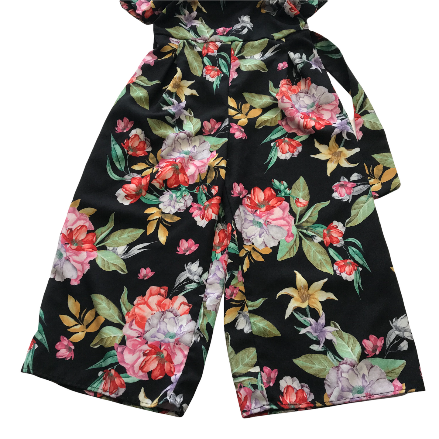Black and Floral Flared Jumpsuit Age 6
