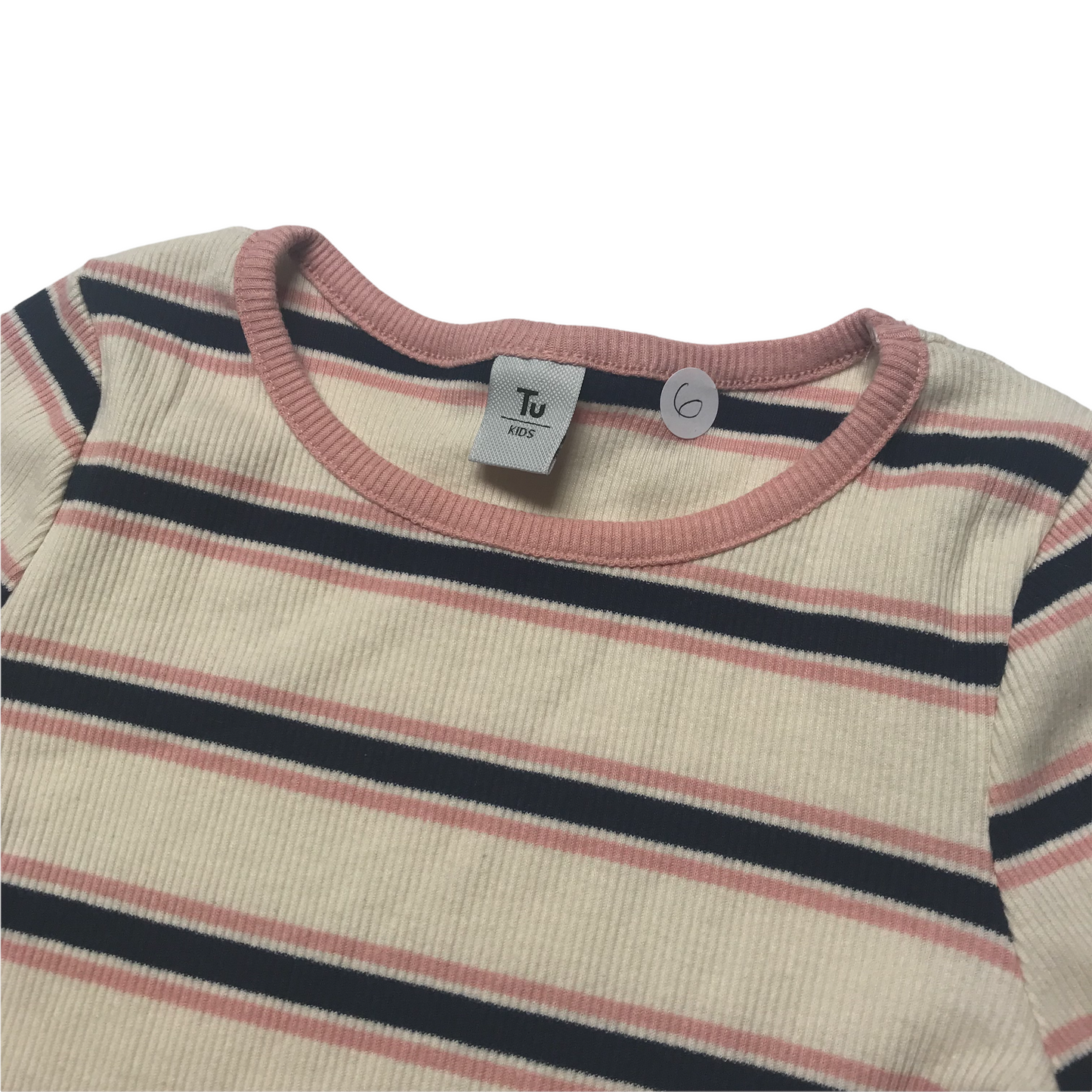Tu White Pink Stripes T-shirt Age 6