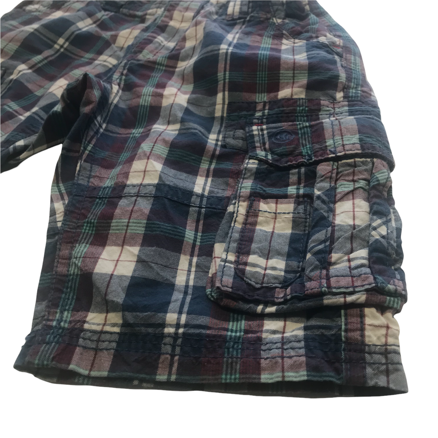 FatFace Blue and Red Checked Shorts Age 6