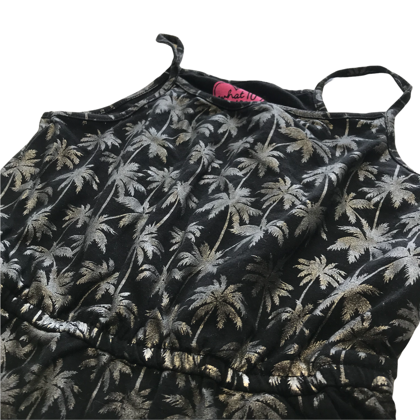 F&F Dark Grey and Silvery Palm Trees Playsuit Age 7