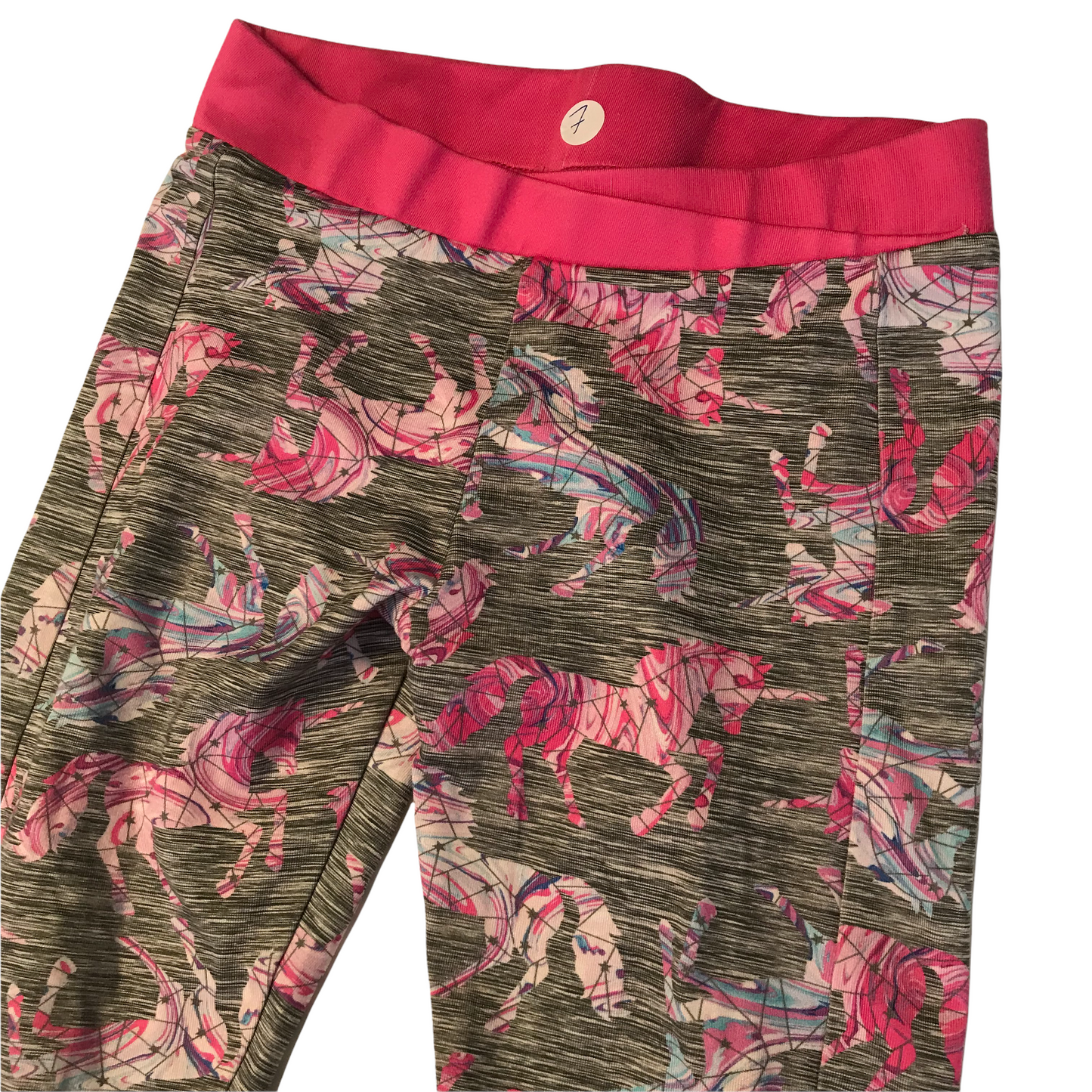 Tu Pink and Grey Pattern Sport Leggings Age 7