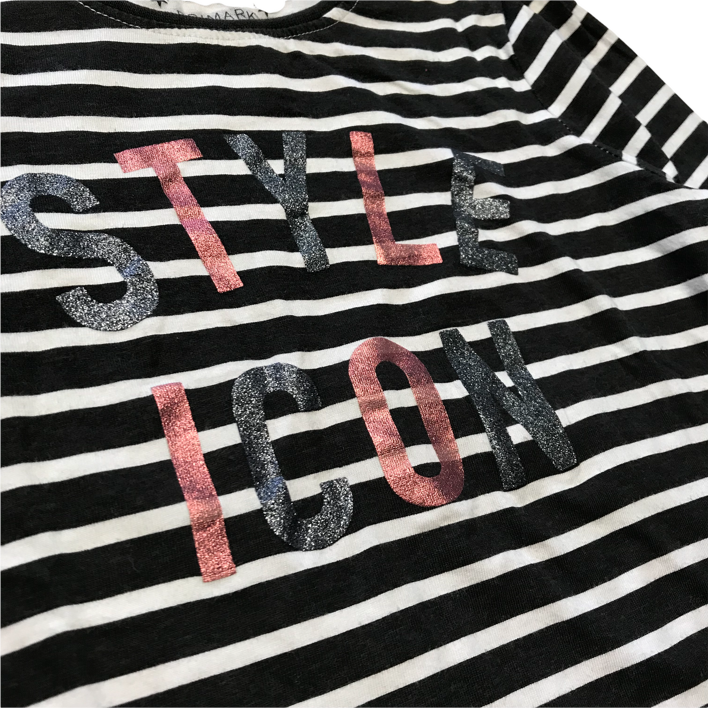 Primark Stripy Style Icon T-shirt Age 7