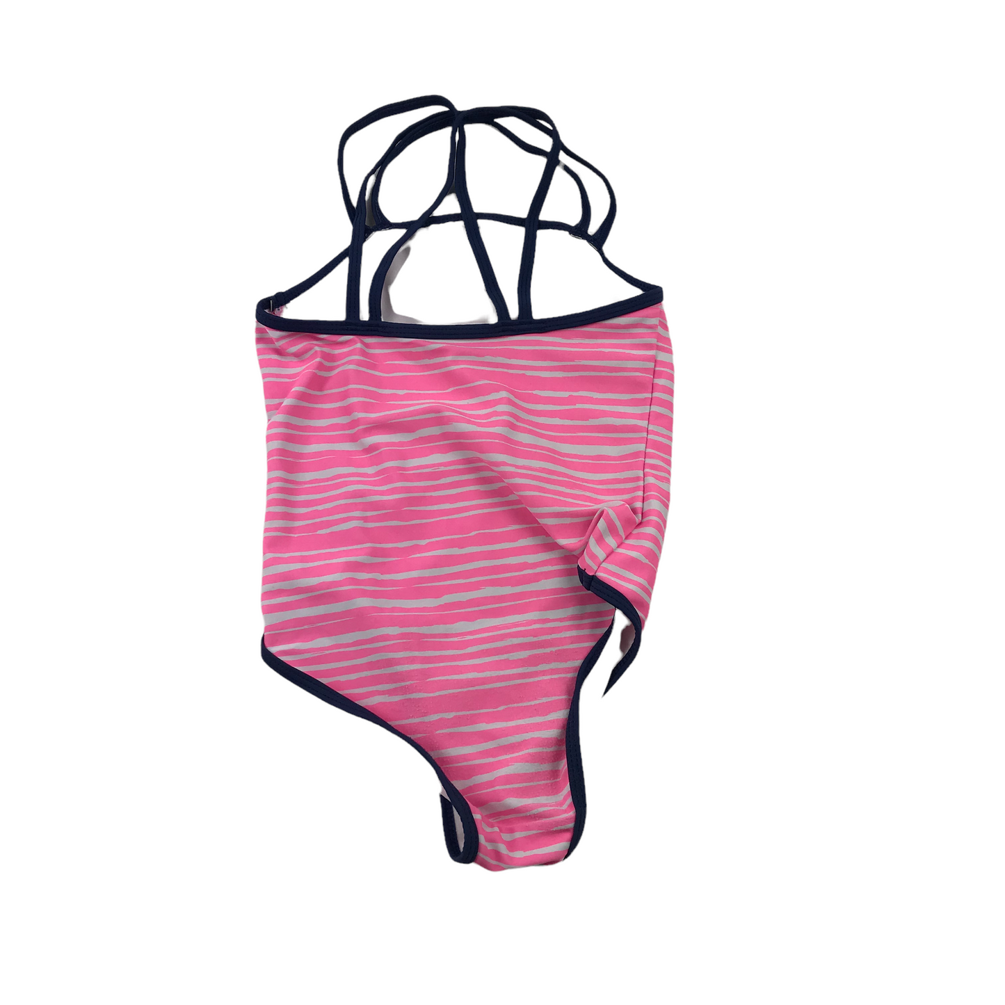 Tu Pink Stripy Pattern Swimsuit Age 7