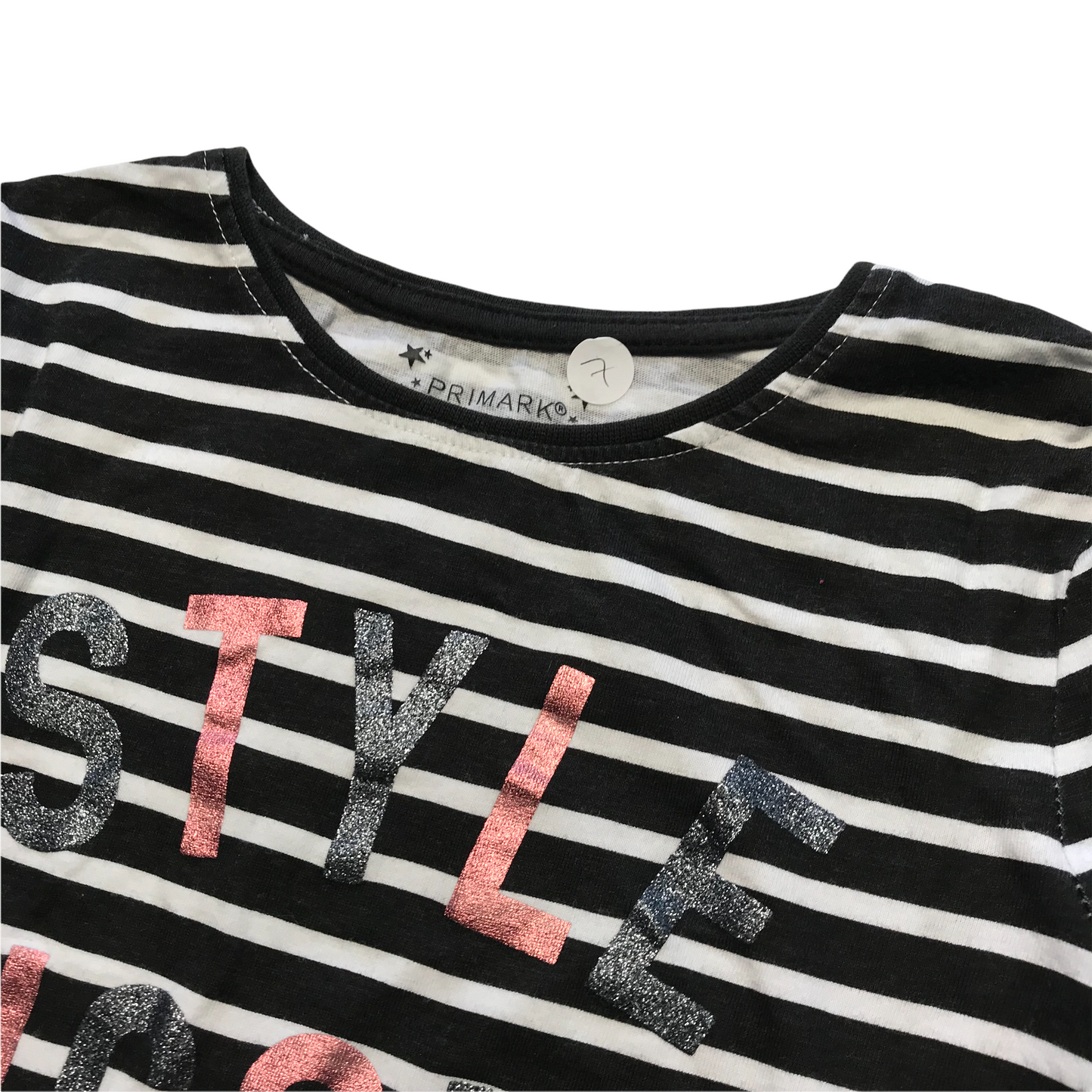 Primark Stripy Style Icon T-shirt Age 7