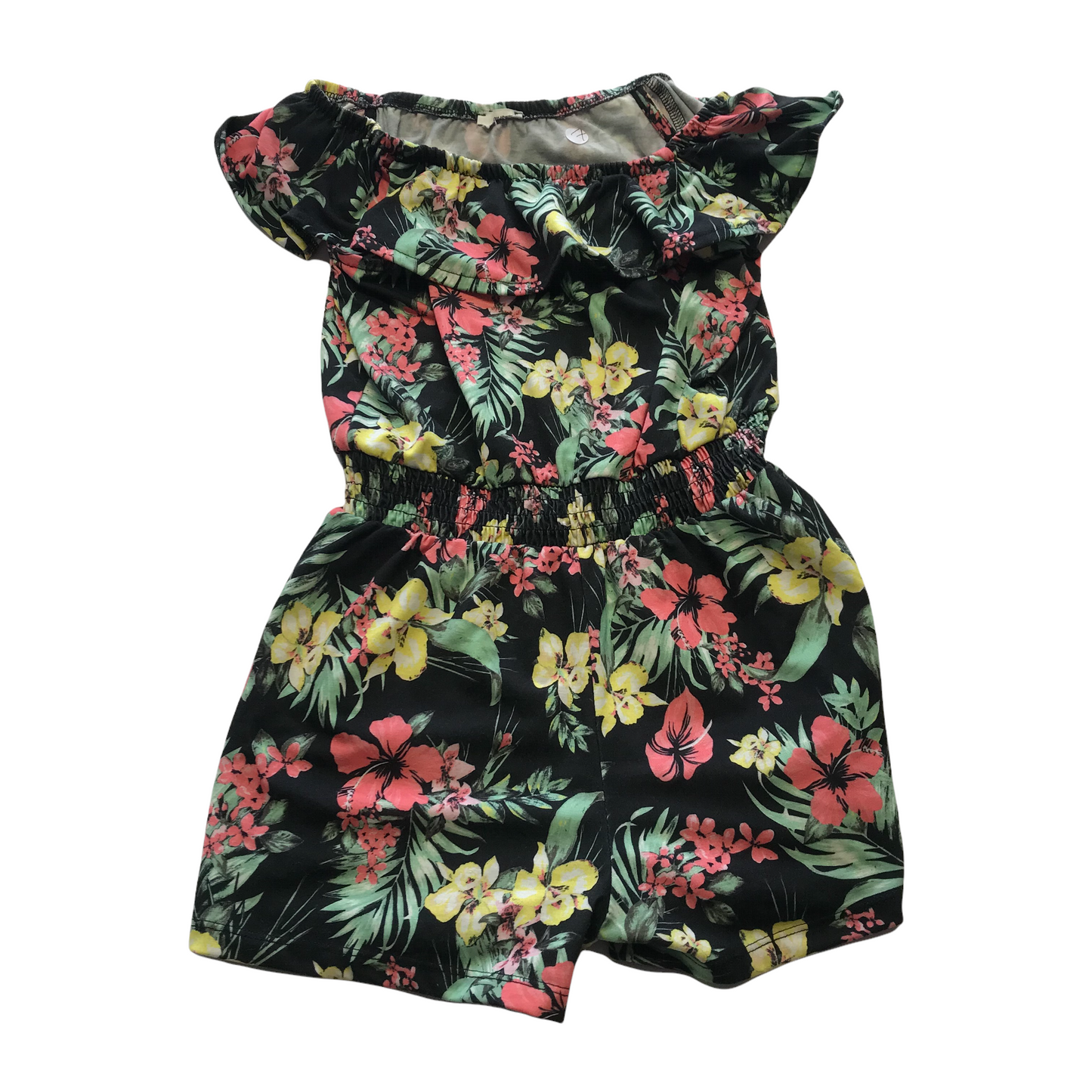 Black Floral Playsuit Age 7
