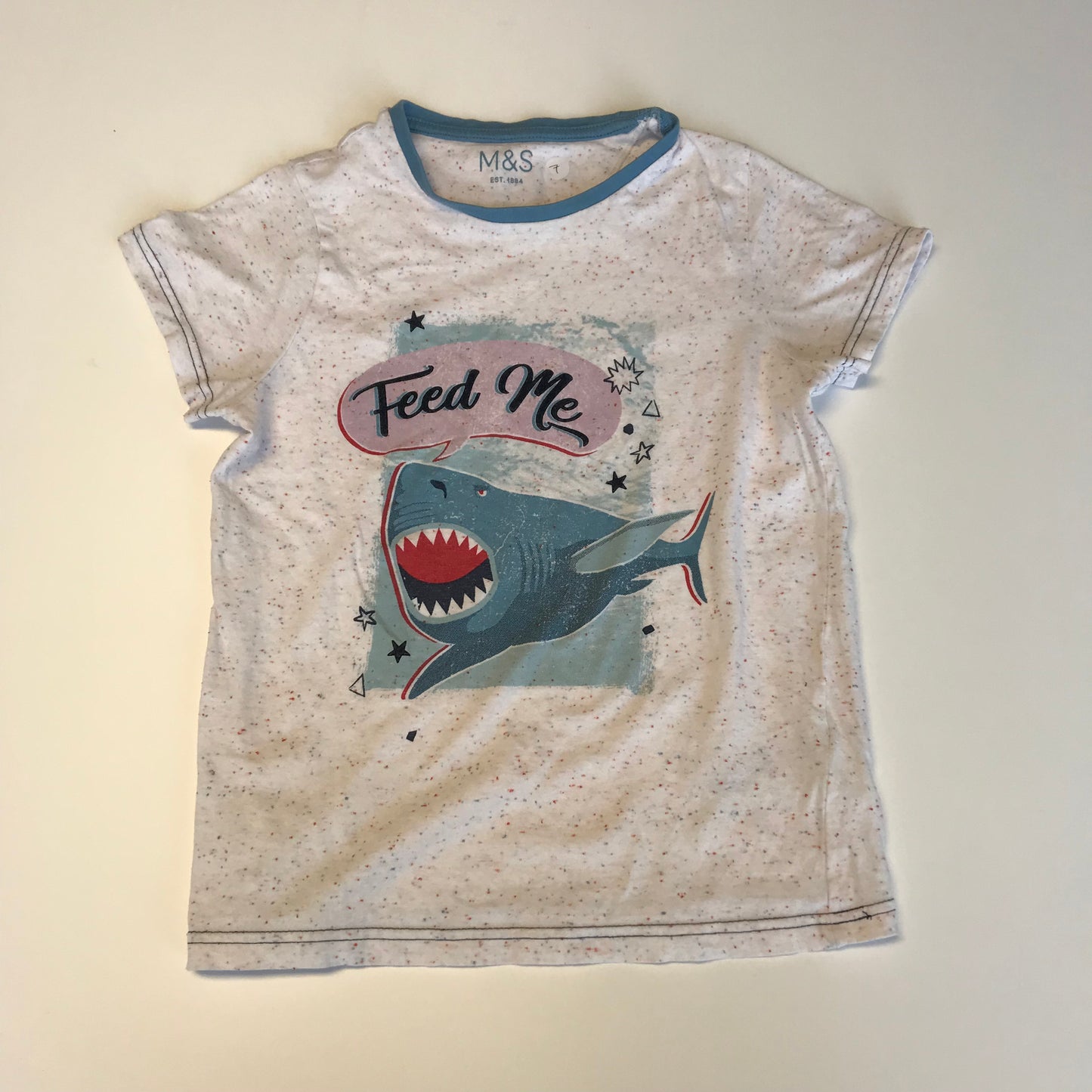 M&S Shark T-shirt Age 7