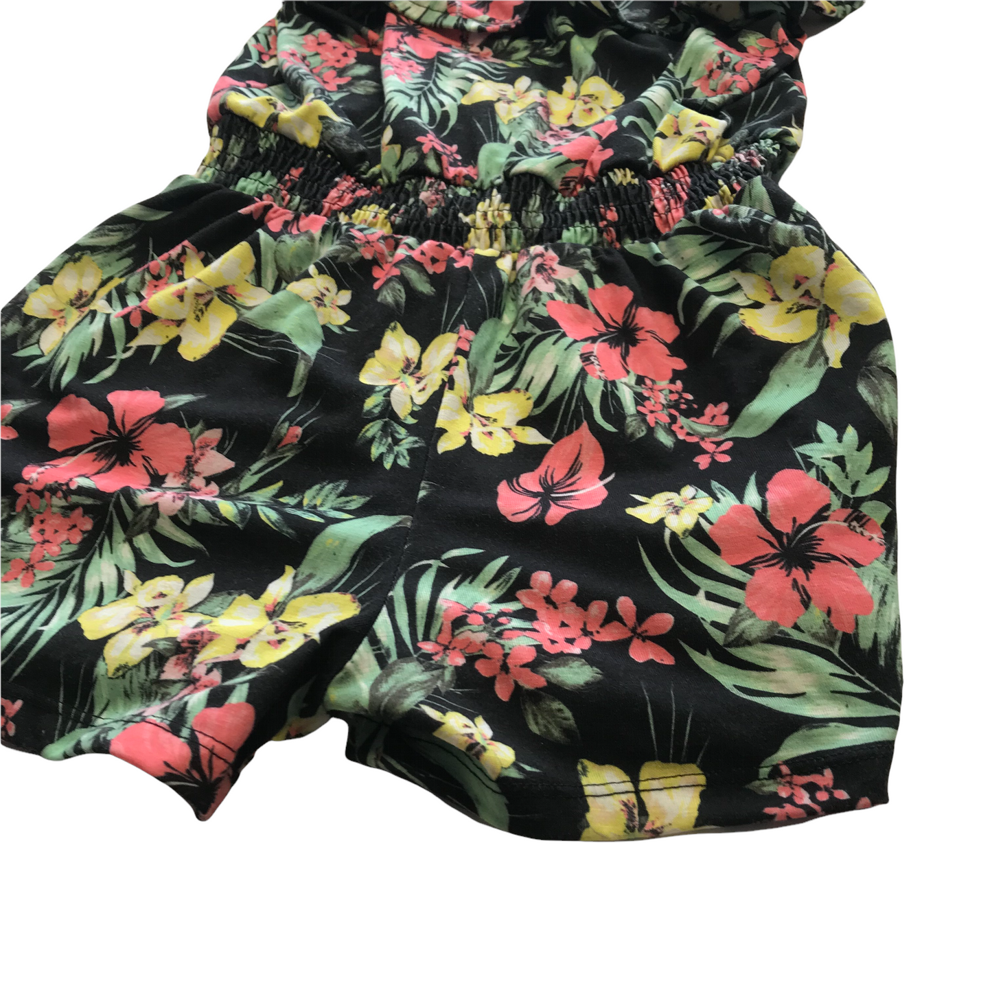 Black Floral Playsuit Age 7