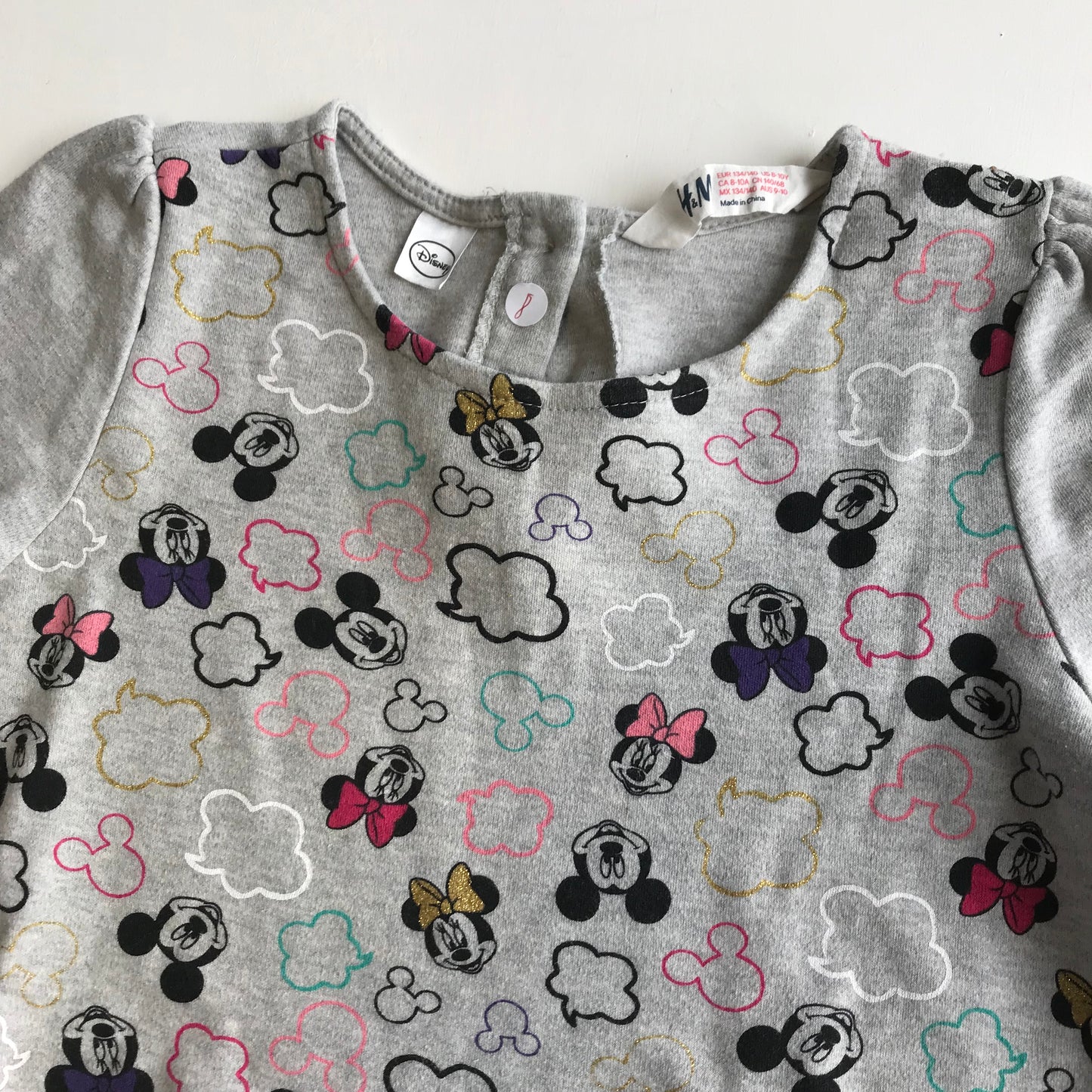 Dress - Grey Mickey & Minnie Mouse - Age 8