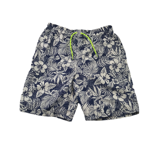 Bluezoo Navy Blue and White Floral Swim Trunks Age 8