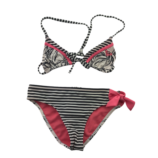 Roxy Girl Black and White Pattern 2-piece Swimsuit Age 8