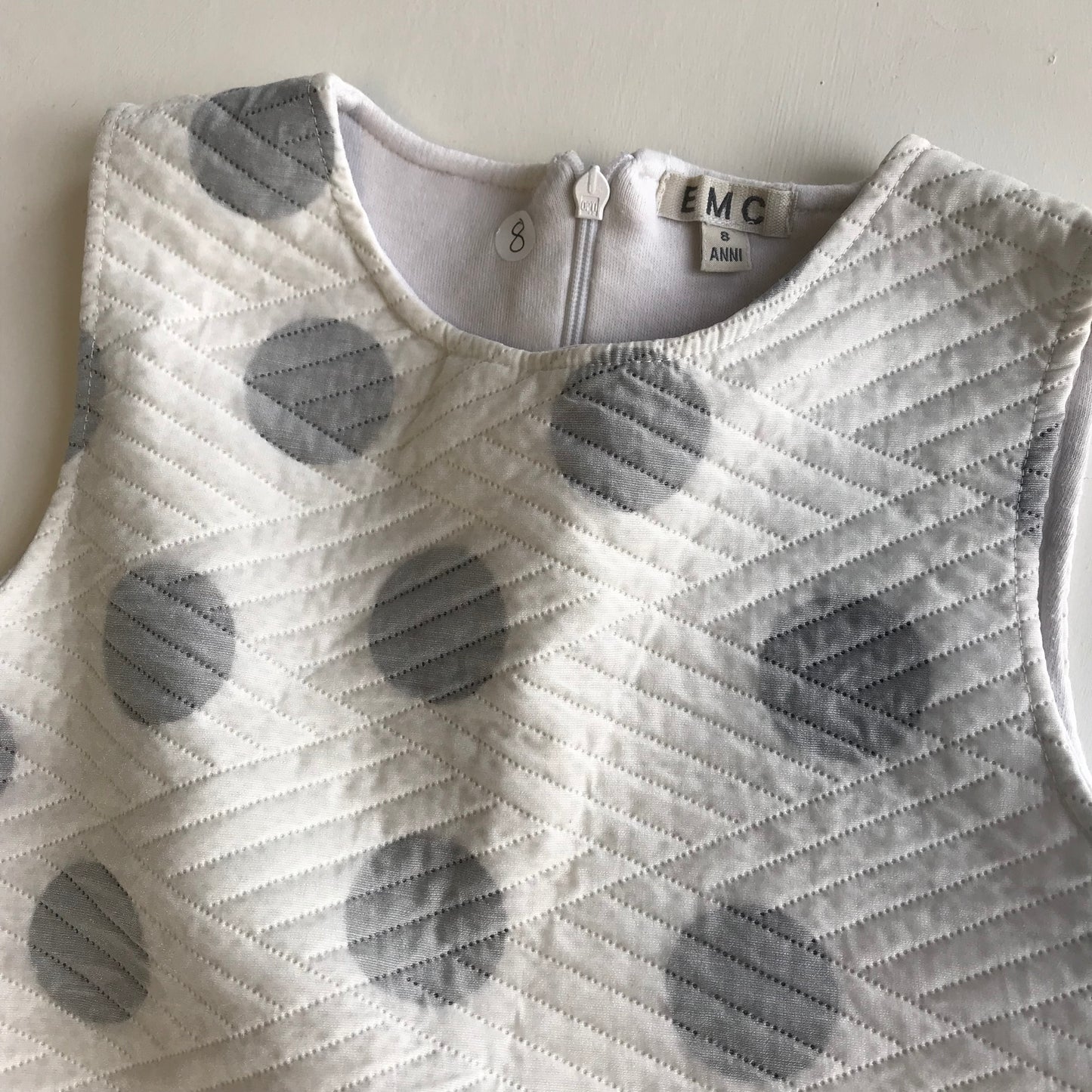 EMC White Polka Dot Dress Age 8