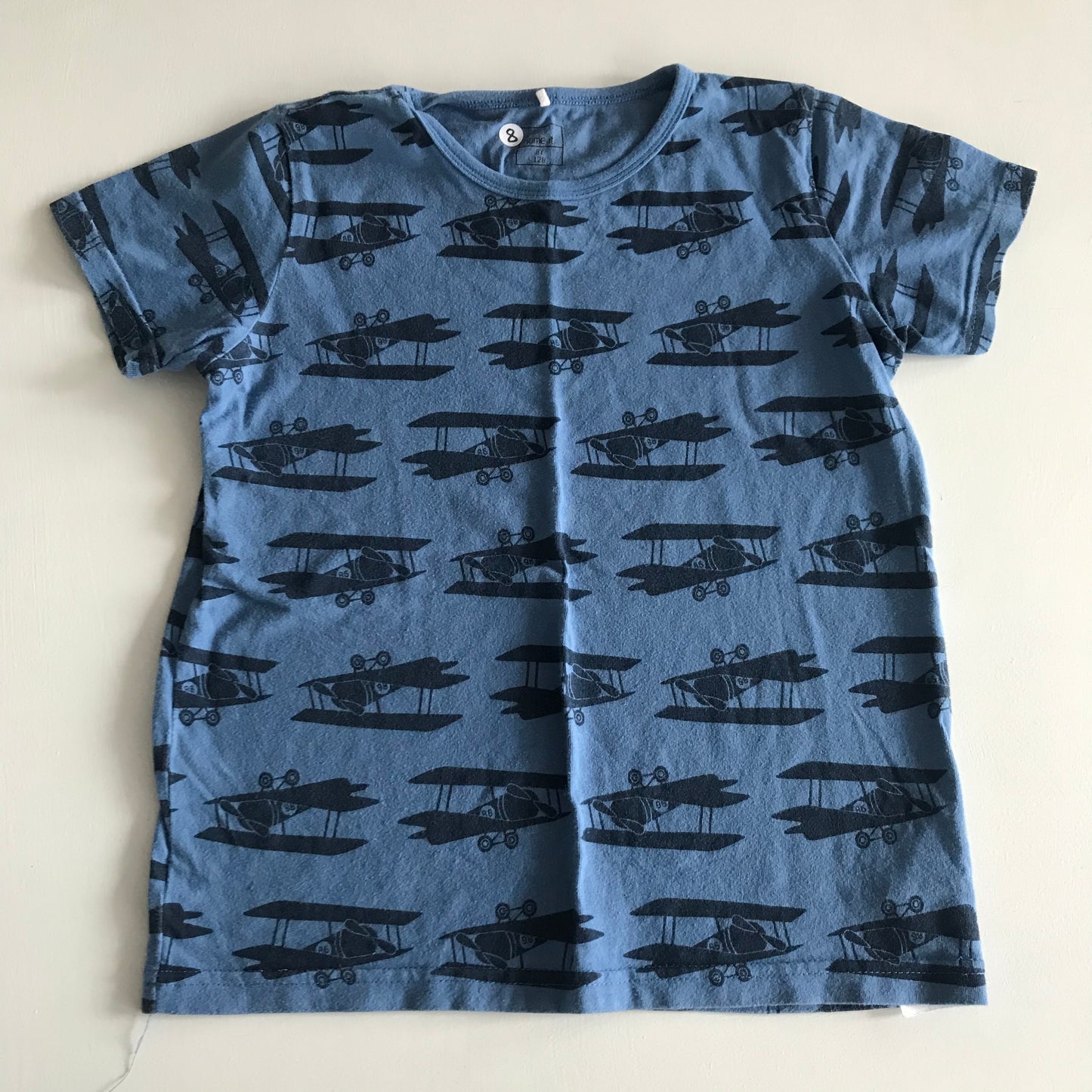 Blue Retro Aeroplane T-shirt Age 8