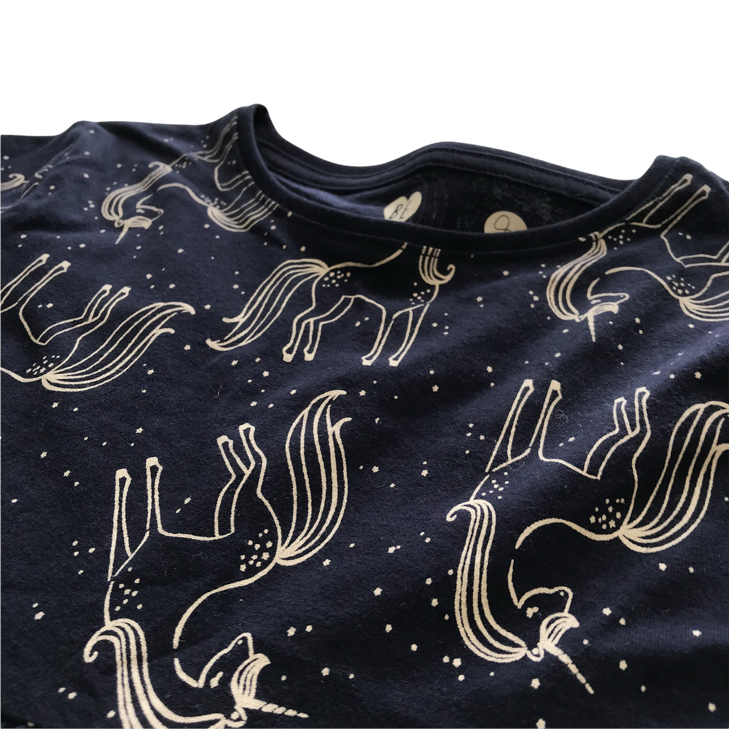 F&F Navy Blue Unicorn Long Sleeve Dress Age 8