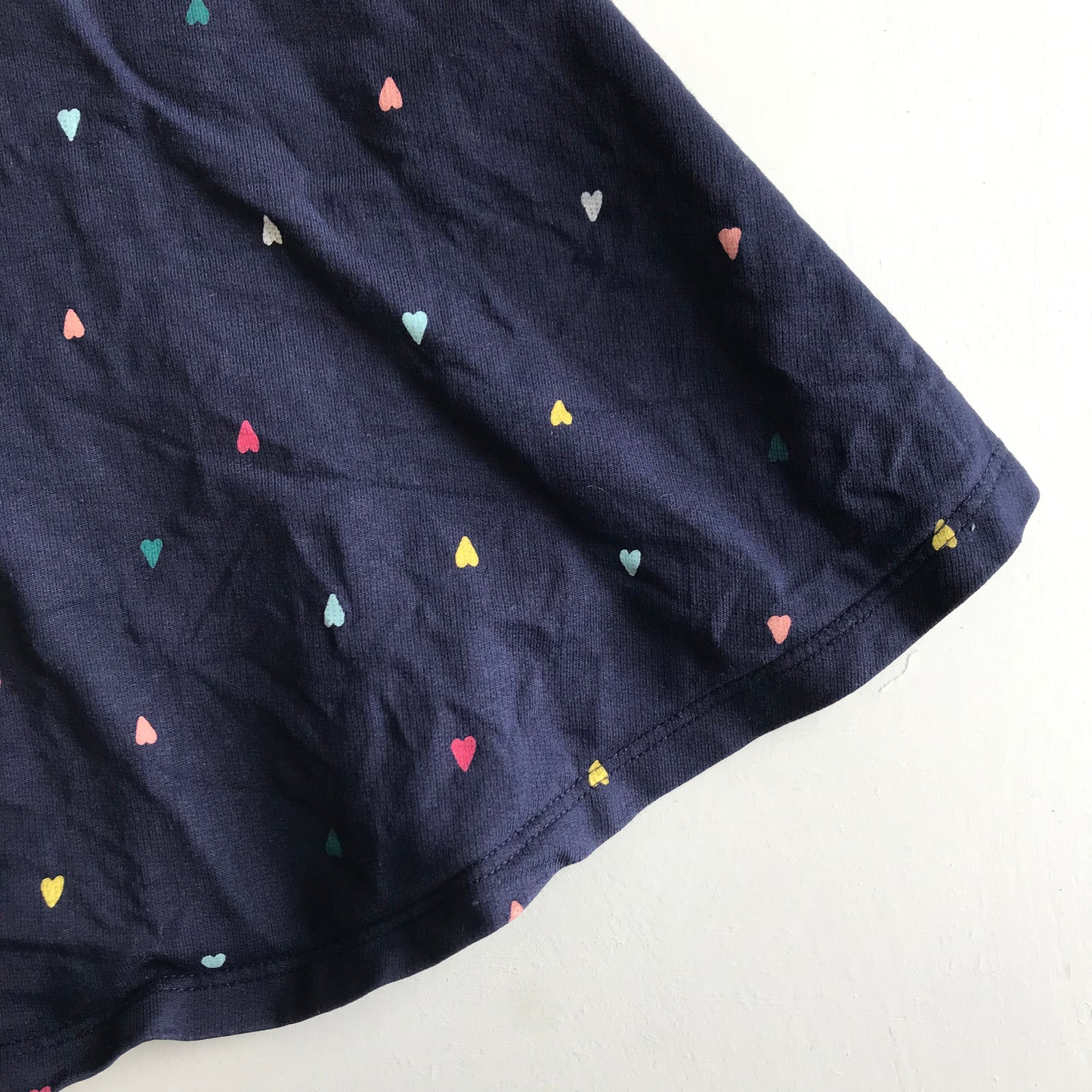 Skirt - Navy Jersey with Hearts - Age 8