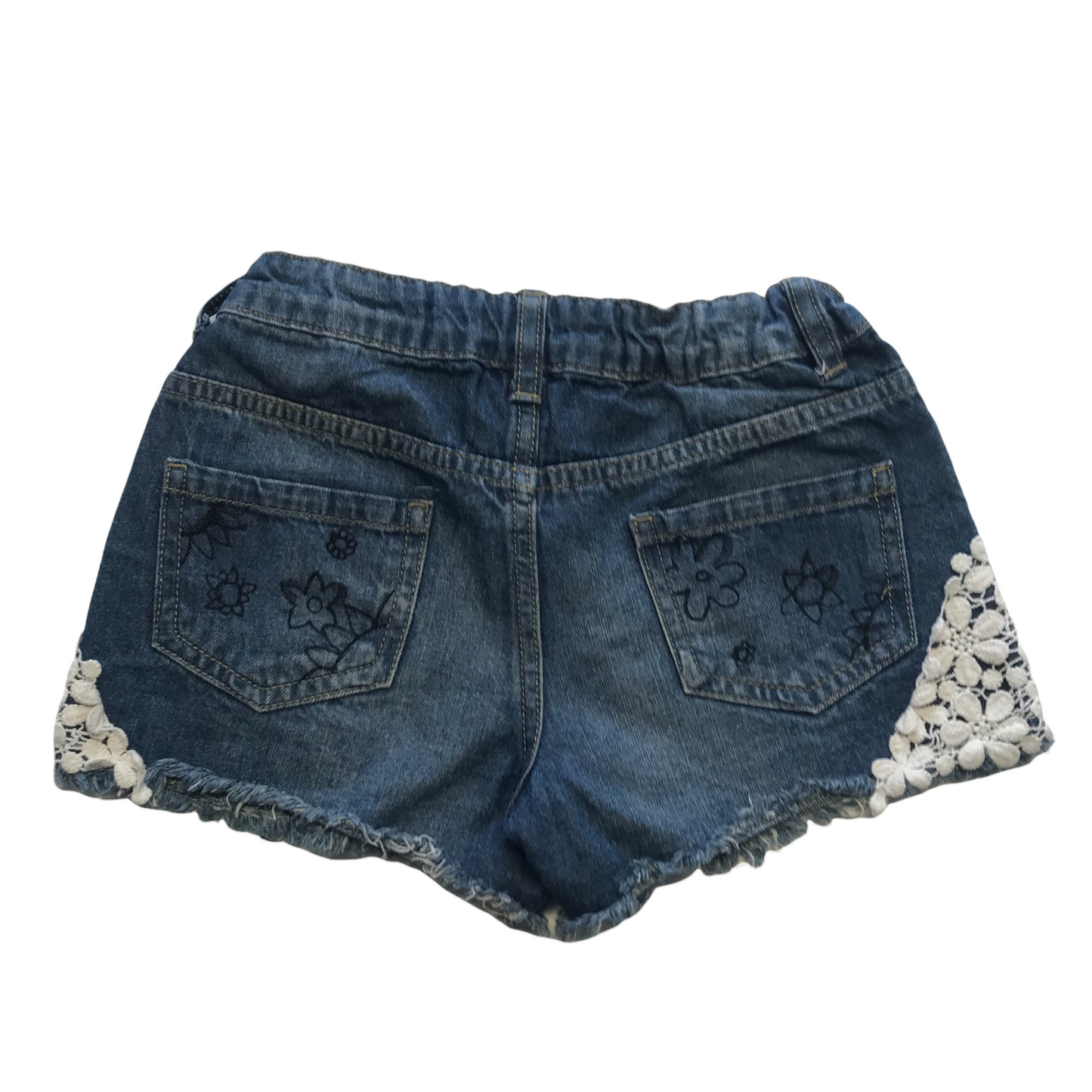 Primark Blue Floral Lace Denim Shorts Age 8