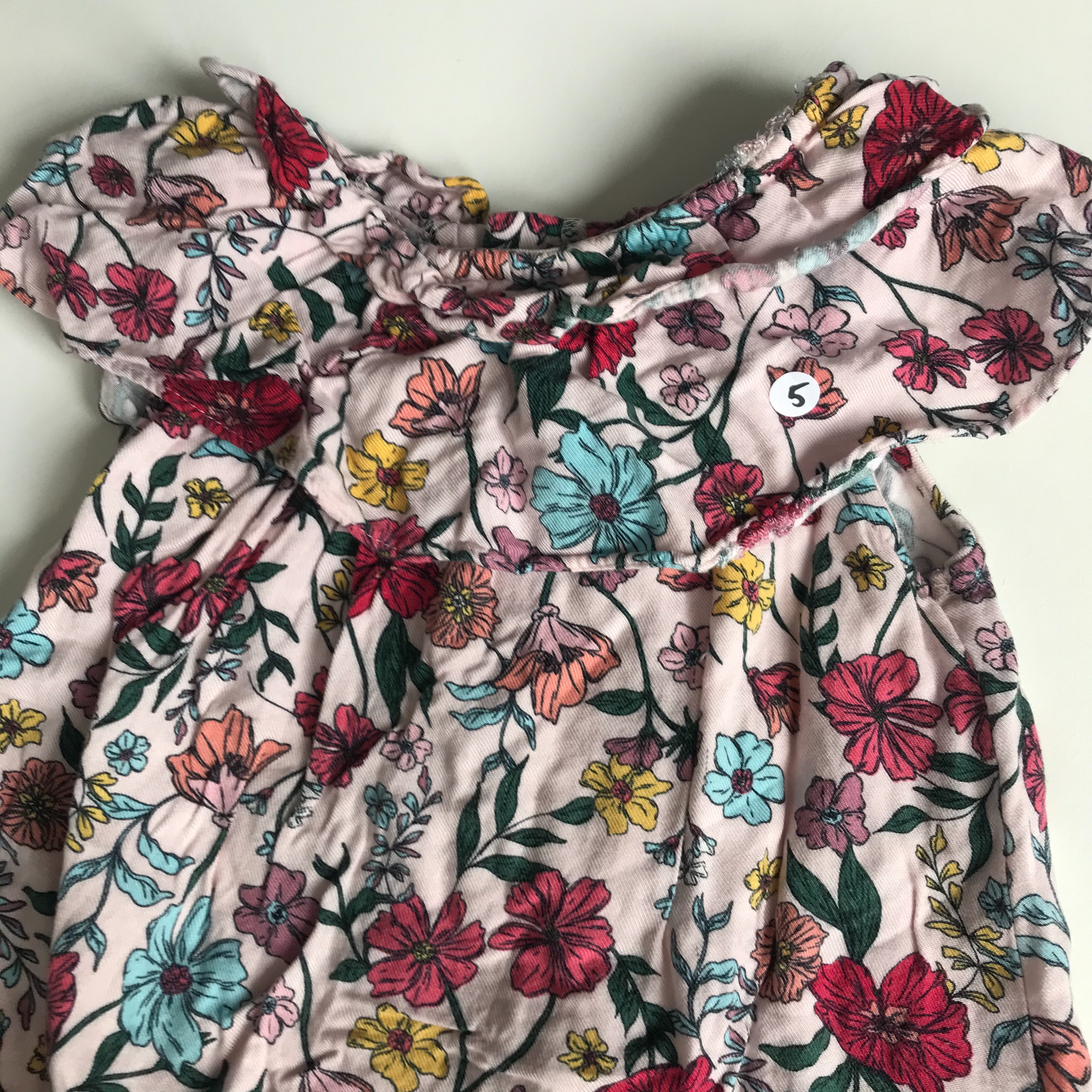 Dress - Floral Red & Blue - Age 5