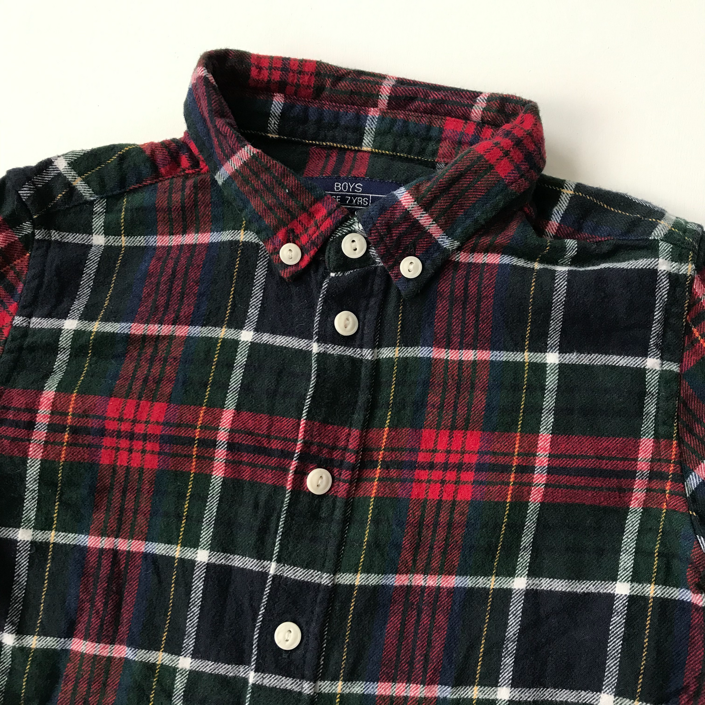 Shirt - Red & Dark green Check - Age 7