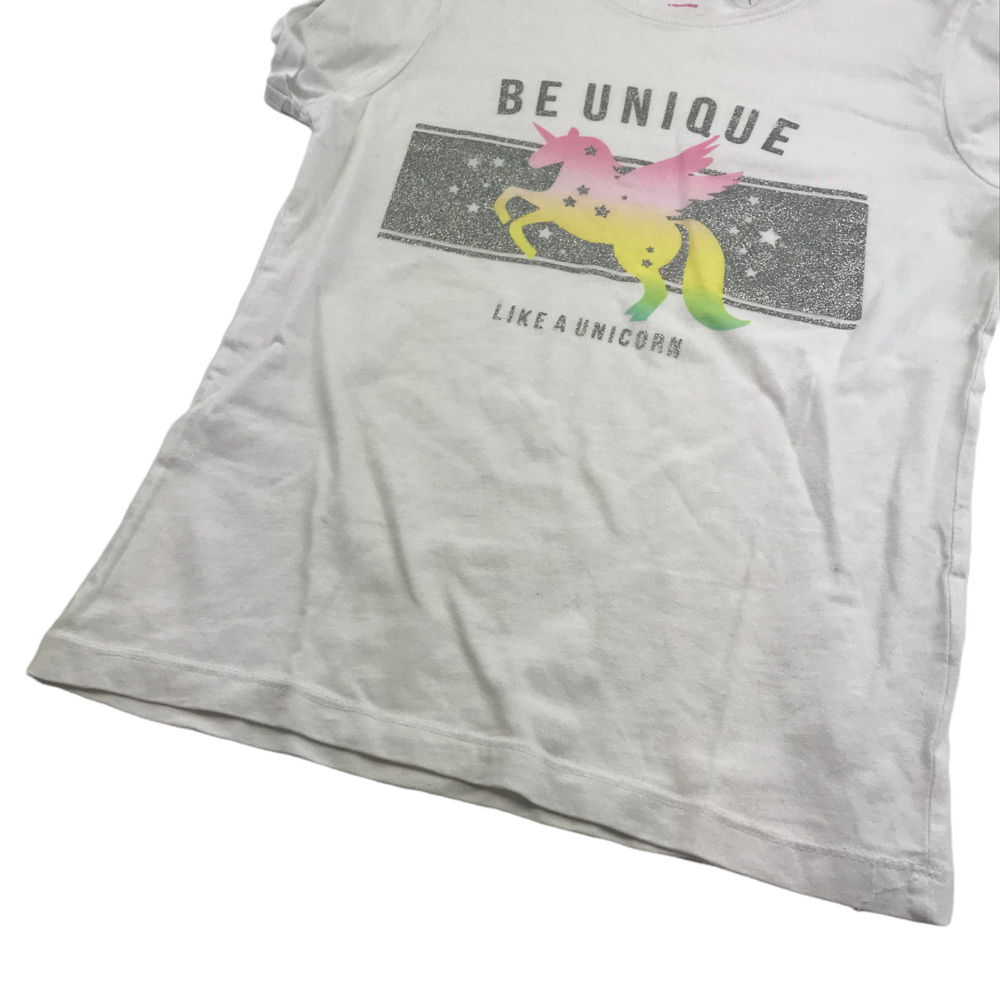 Primark White Unicorn T-shirt Age 9