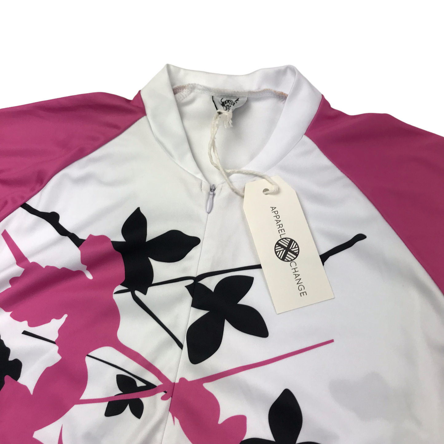 Foska White and Pink Short Sleeve Cycling Sports Top Women's Size 10