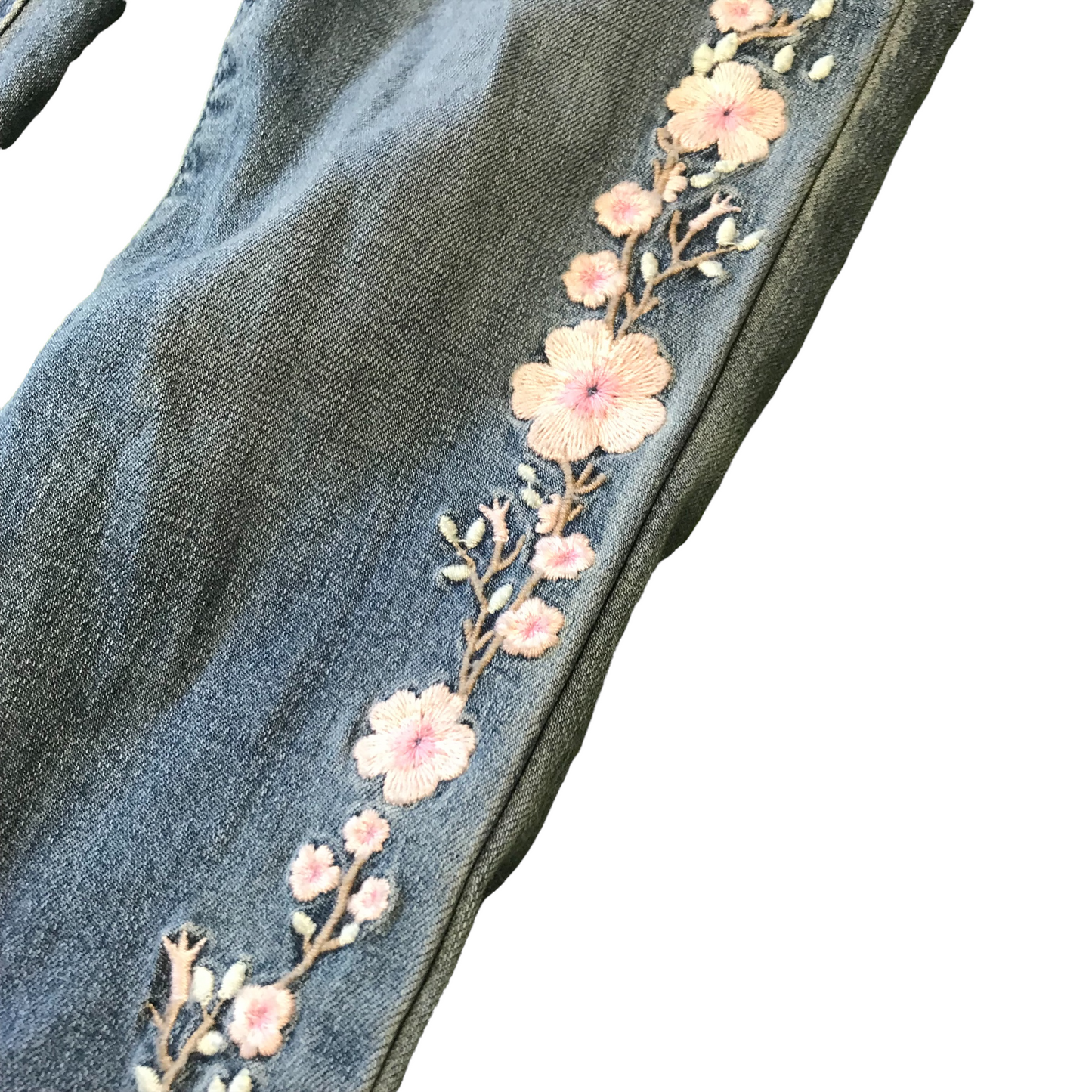 F&F Light Blue Floral Embroidery Stretchy Skinny Jeans Age 9