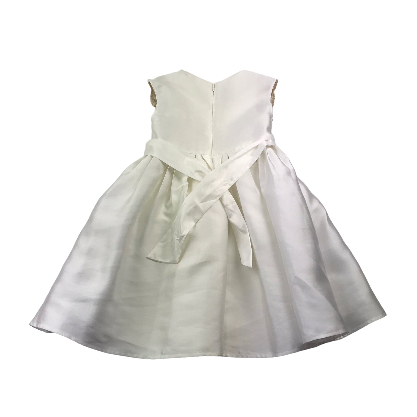 Monsoon White and Golden Lace Detailing Flared Dress Age 4