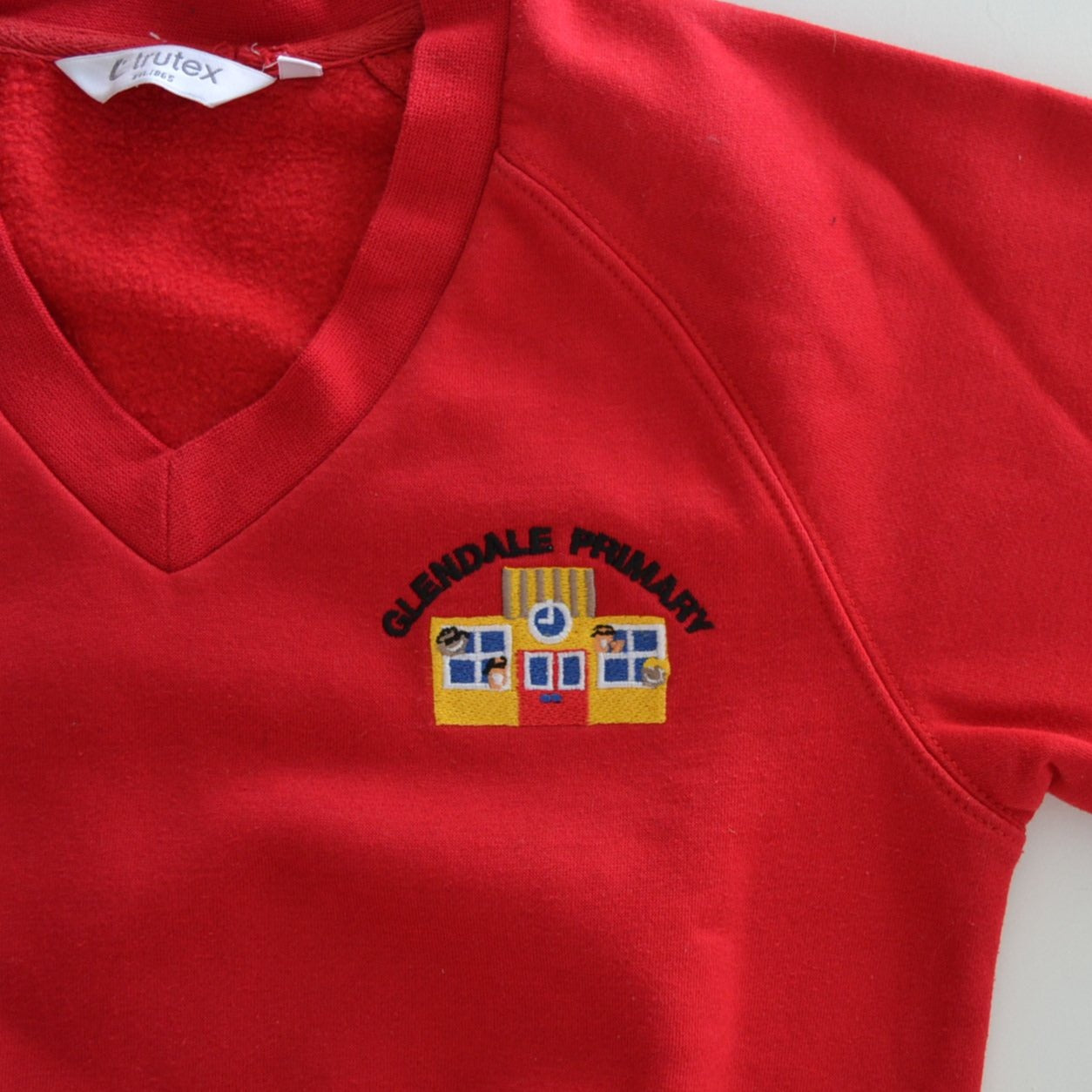 *Glendale Primary Red v-neck Sweatshirt