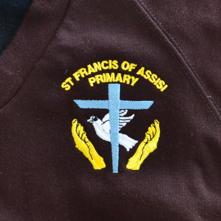 *St Francis of Assisi Primary brown V-neck sweater