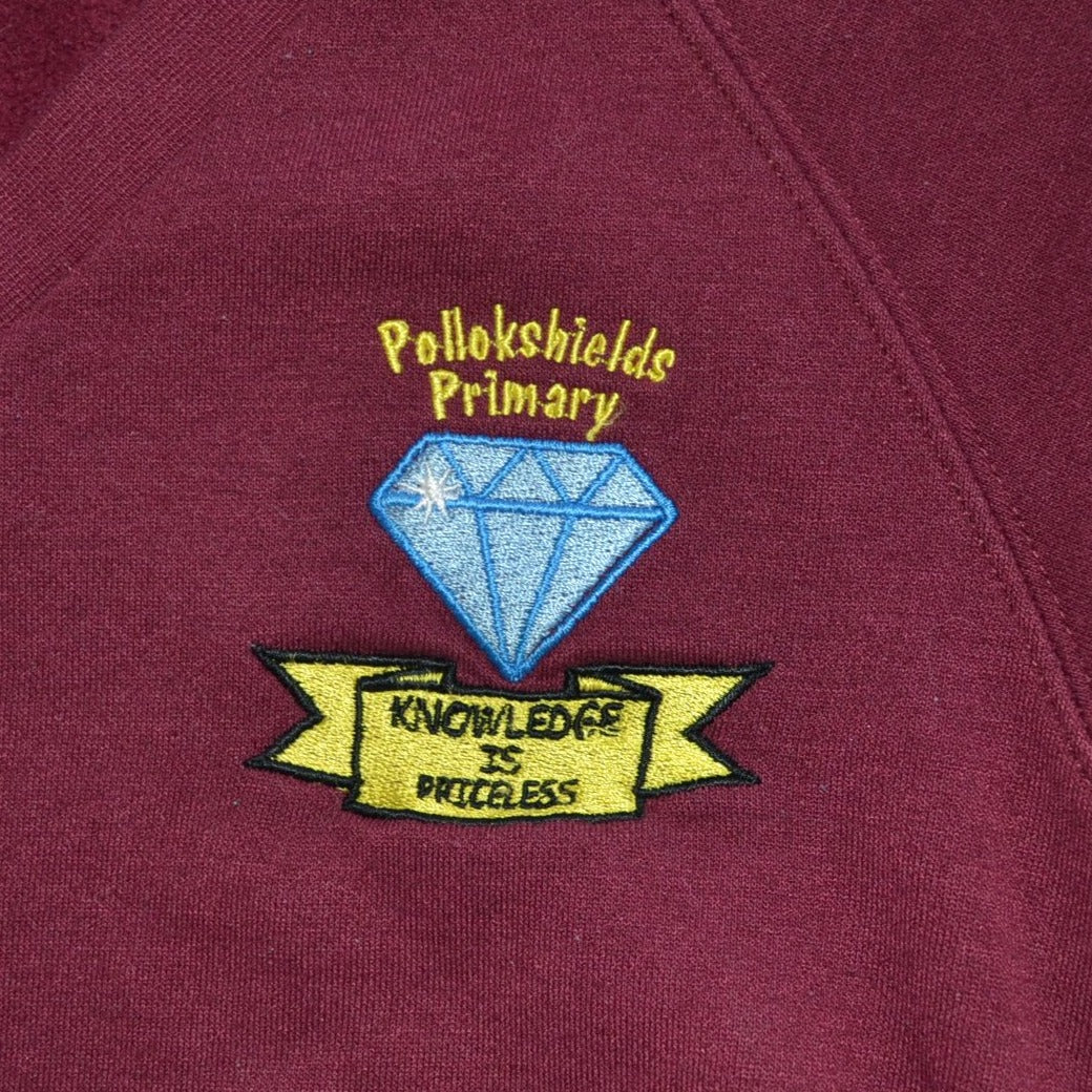 *Pollokshields Primary Burgundy Sweatshirt V-neck