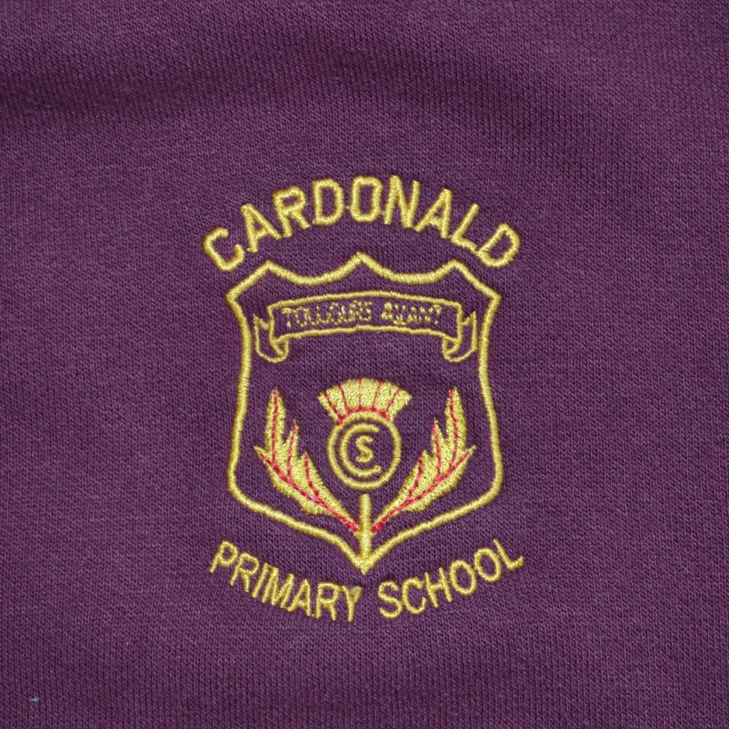 *Cardonald Primary burgundy jersey cardigan
