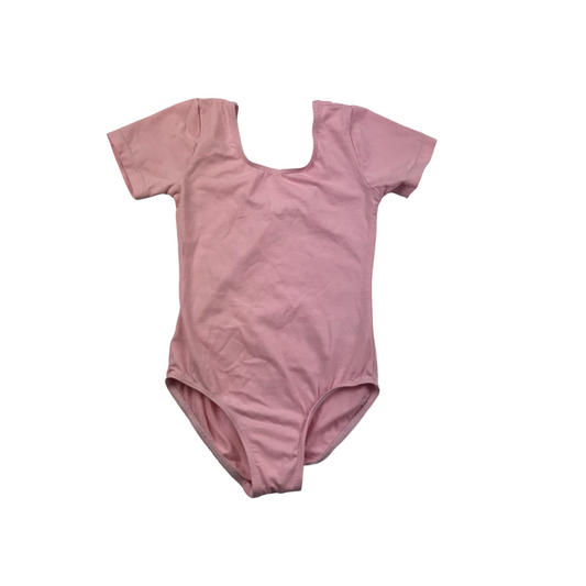 Ballet Pink Short Sleeve Cotton Mix Leotard Age 5
