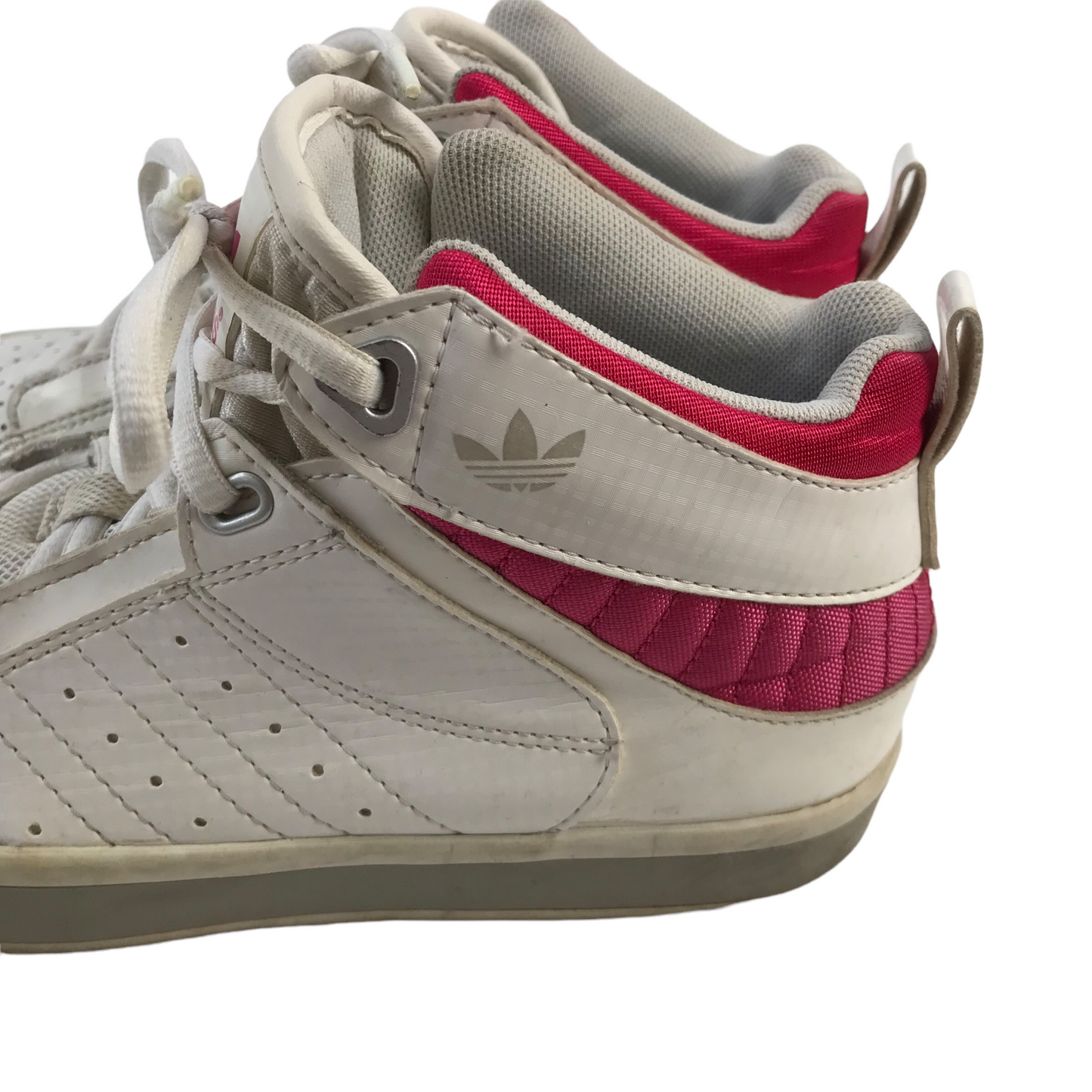 Adidas White and Red High Tops Trainers Size UK 4