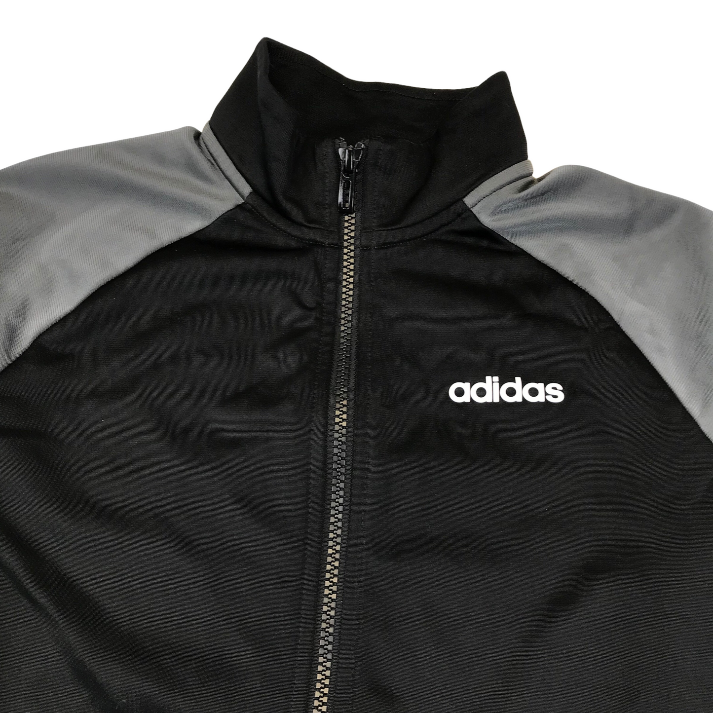 Adidas Black and Grey Zip Sweatshirt Age 9