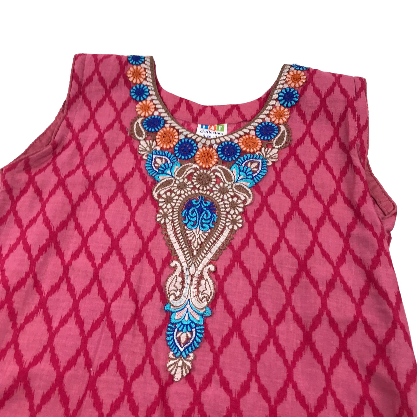 IAF Collection Pink Embroidery Slit Dress and Trousers Age 10