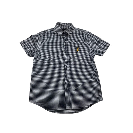 Next navy Blue Checked Short Sleeve Shirt Age 9