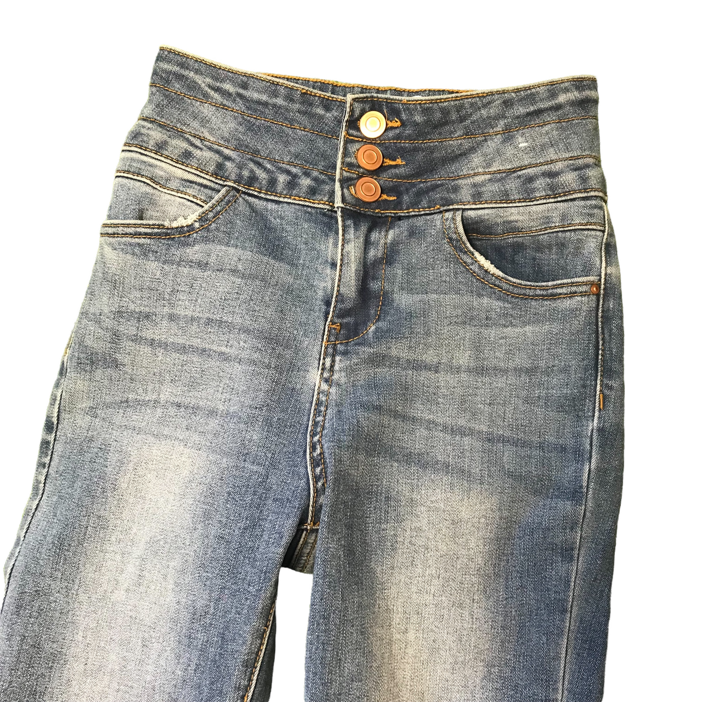 Primark Blue Stretchy Super Skinny Jeans with Three Buttons Women's Size 6