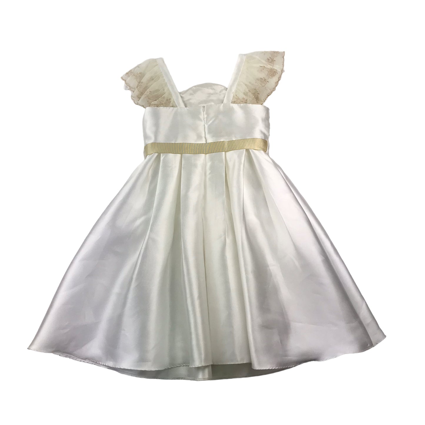 Monsoon White and Golden Lace Detailing Flared Dress Age 10