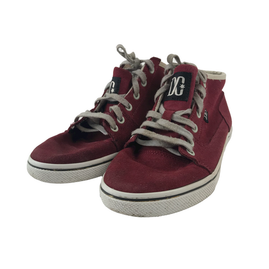 DC Burgundy Leather High Tops Trainers Shoe Size 3