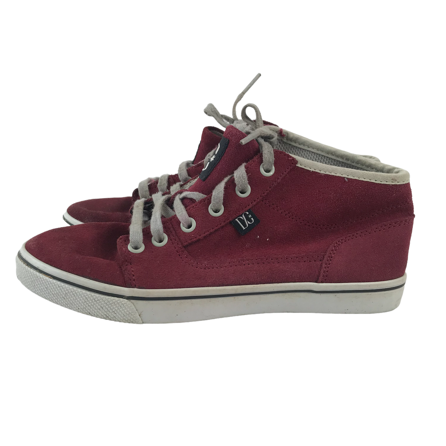 DC Burgundy Leather High Tops Trainers Shoe Size 3
