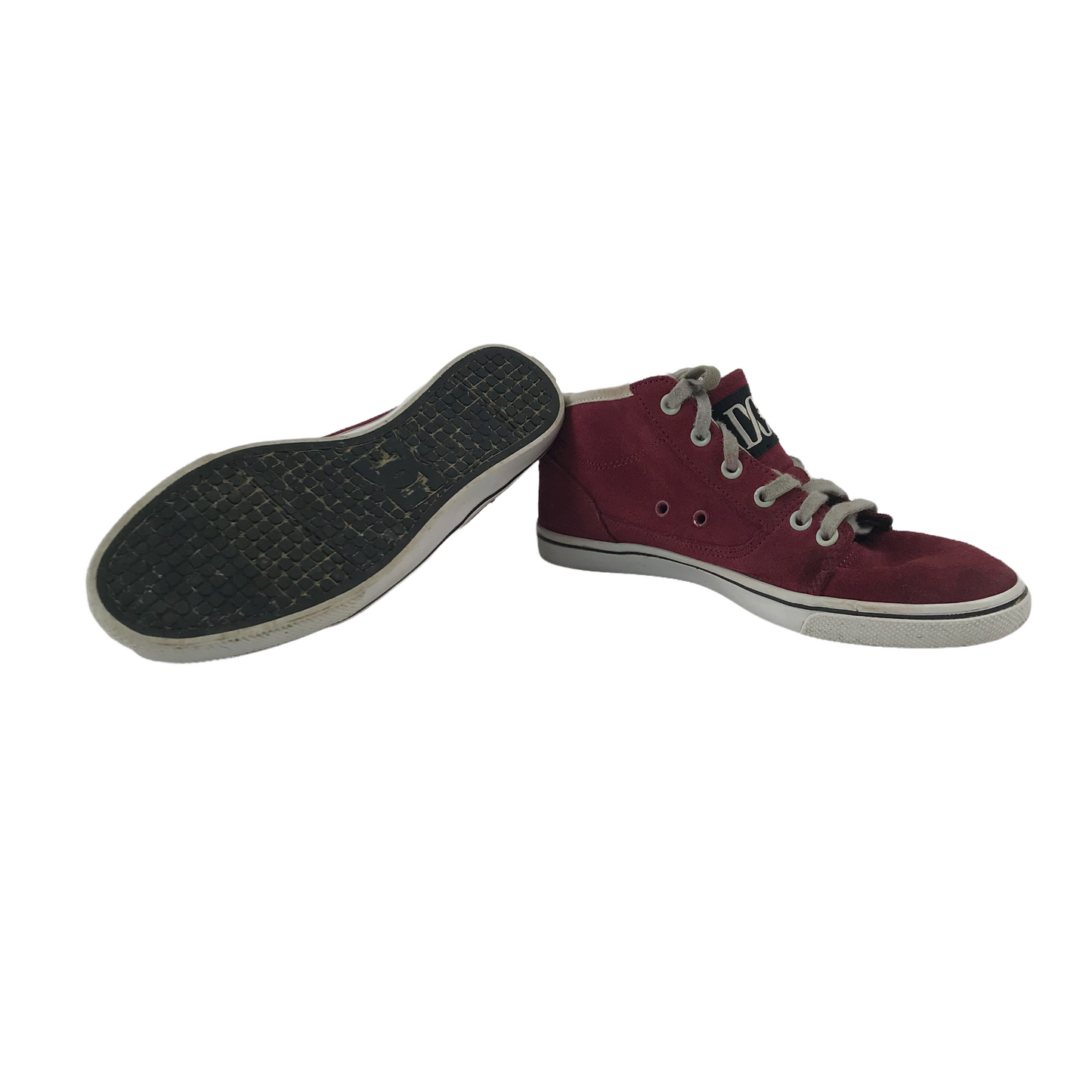 DC Burgundy Leather High Tops Trainers Shoe Size 3