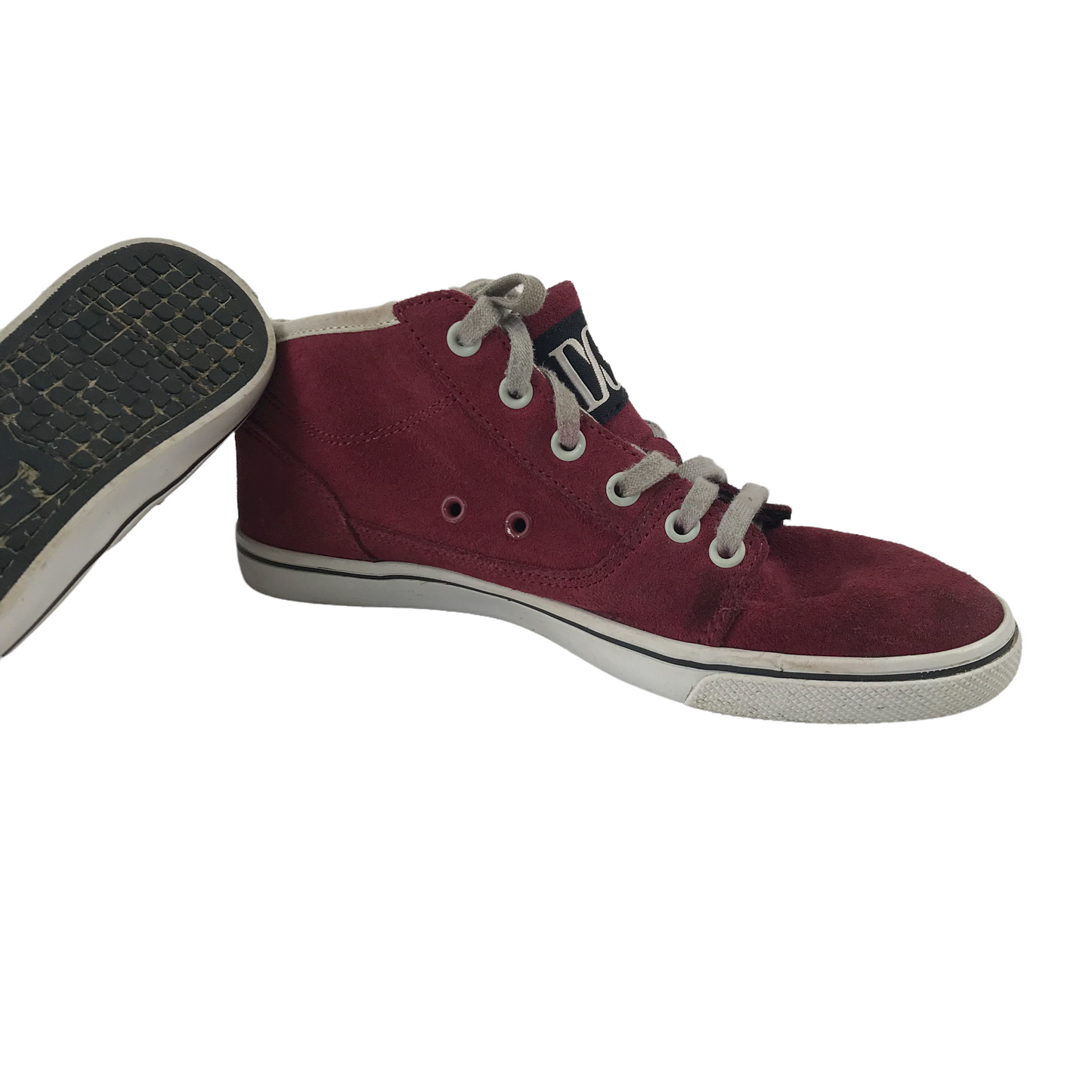 DC Burgundy Leather High Tops Trainers Shoe Size 3